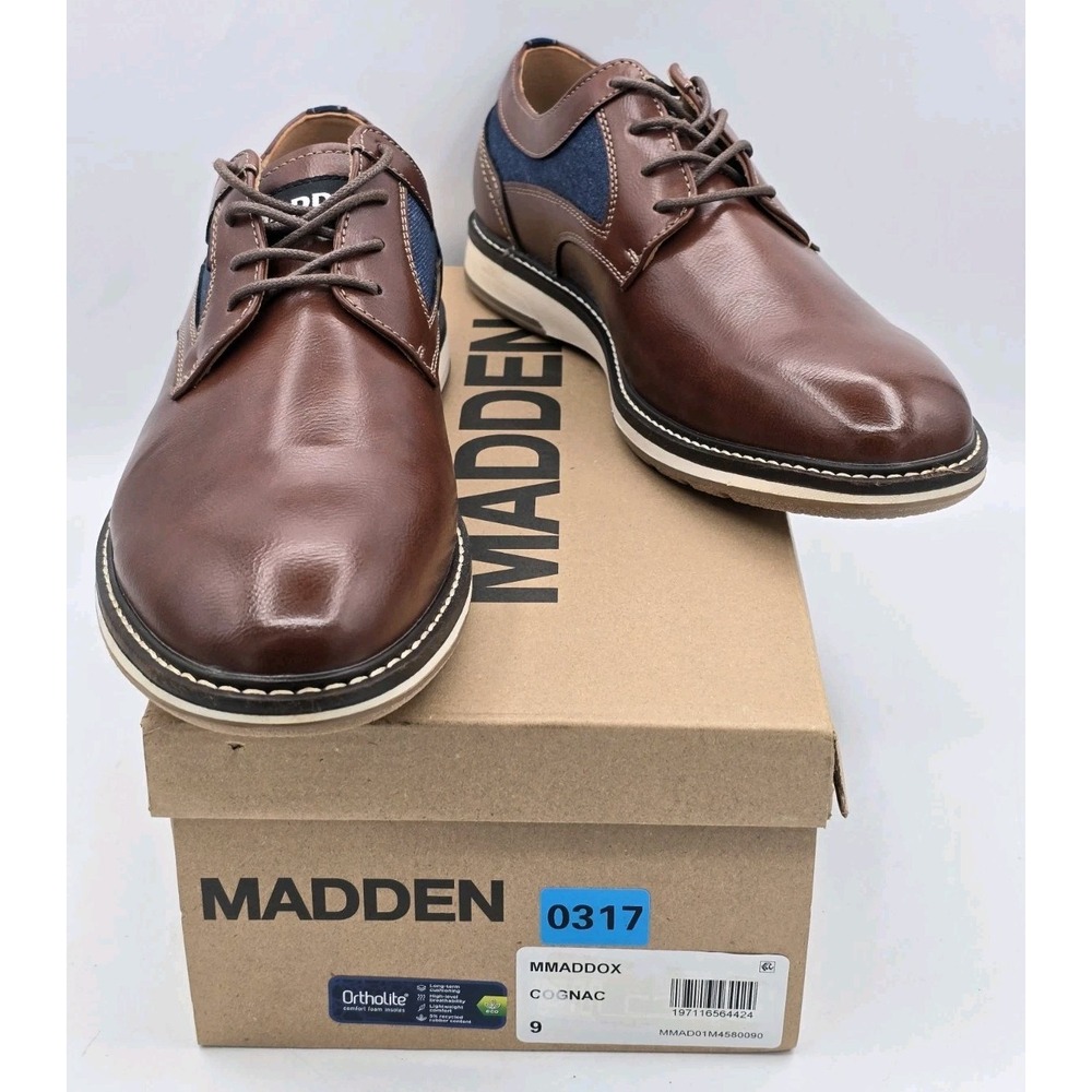 Madden Girl Men's Mmaddox Oxford - Sz 9 -‎ Cognac - NIB